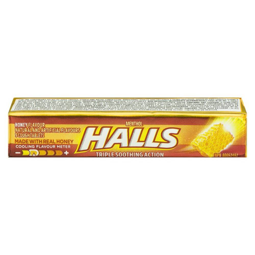 Halls Honey Flavour Cough Drops (9 units)