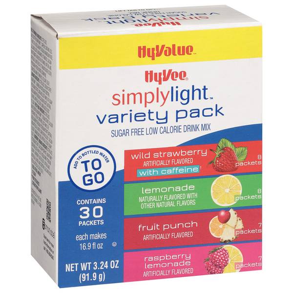 Hy-Vee Simply Light Variety pack Drink Mix, Asorted (3.24 oz, 30 ct)