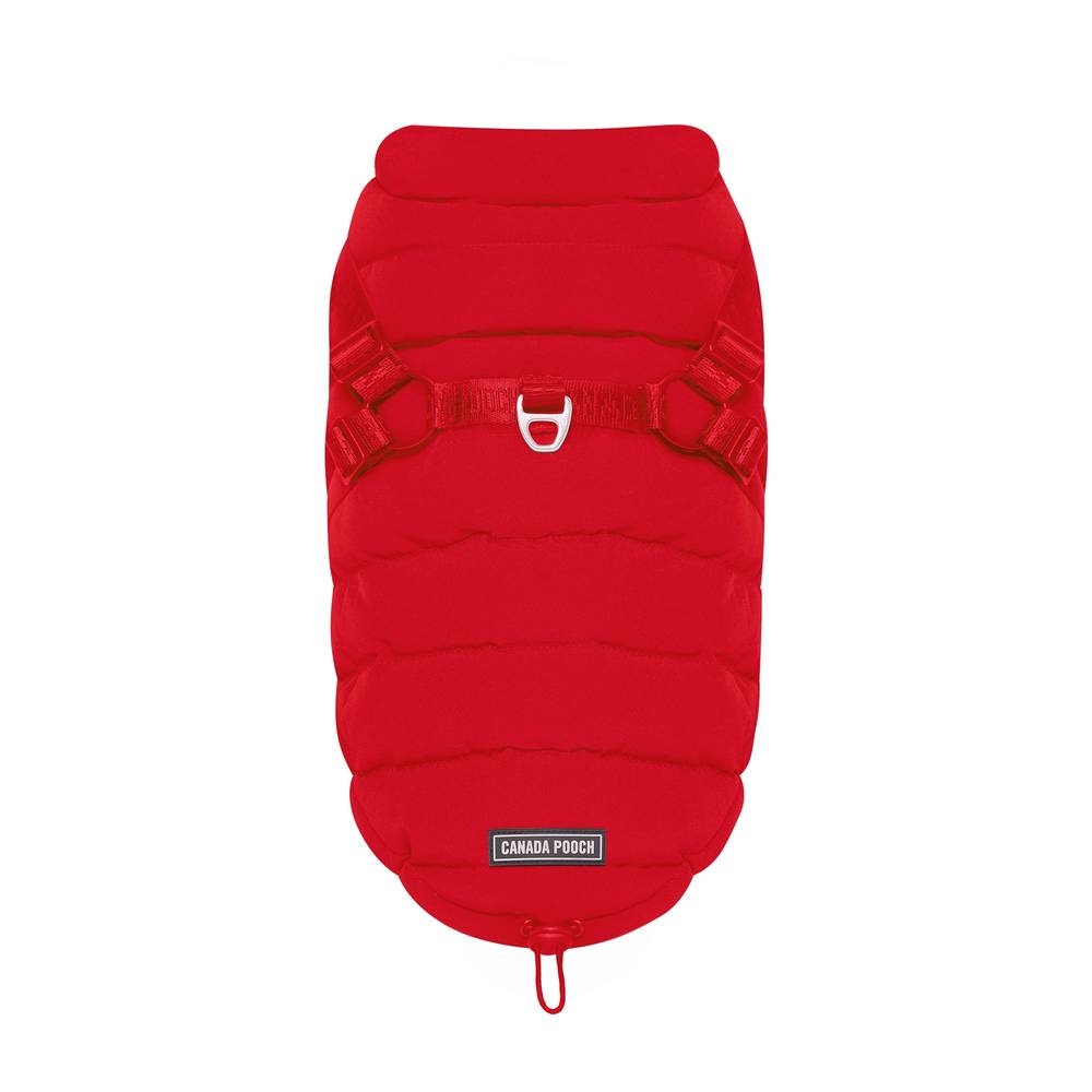 Canada Pooch Harness Puffer Jacket - Red (Color: Red, Size: Large)