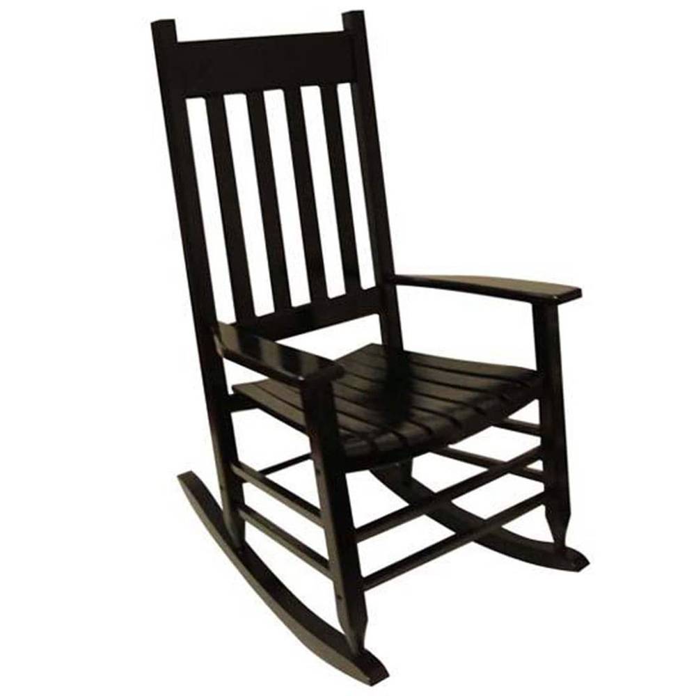 Style Selections Patio chair Black Wood Frame Rocking Chair with Slat Seat | TA7001