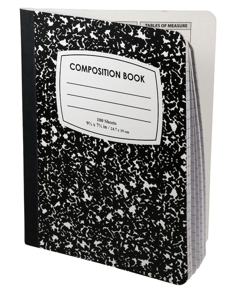 Black Marble Composition Book 100 Sheets, 9.75x7.5 in
