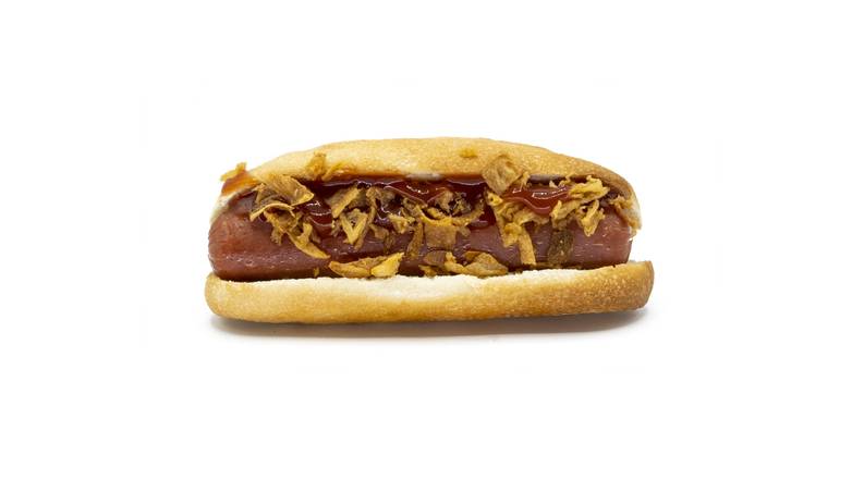 30. Hot Dog, Ketchup y Cebolla Crujiente