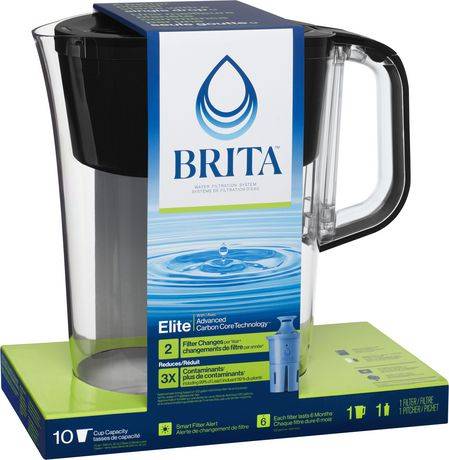 Brita grand pichet de filtration d'eau avec 1 filtre elite (noir)