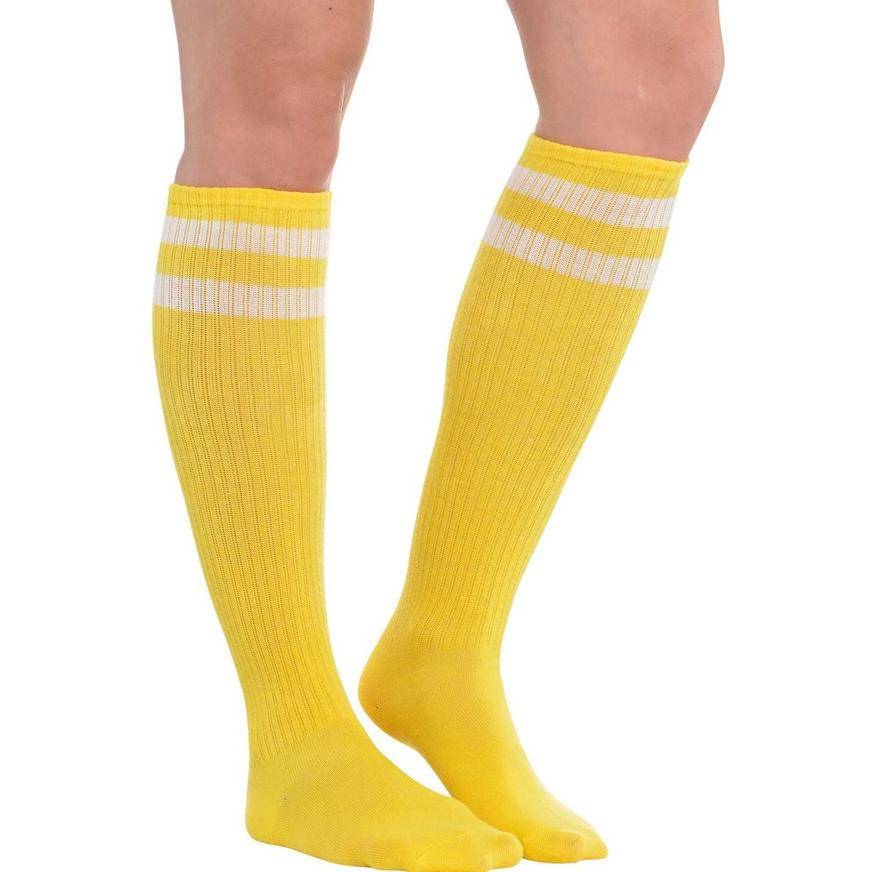 Yellow Stripe Athletic Knee-High Socks