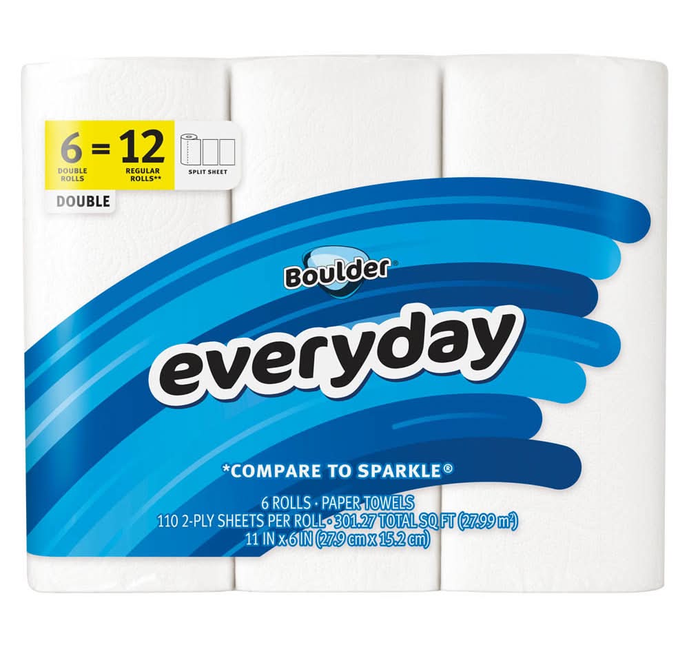 Boulder Canyon Everyday Paper Towel Roll, 11x6 in, White (6 ct)