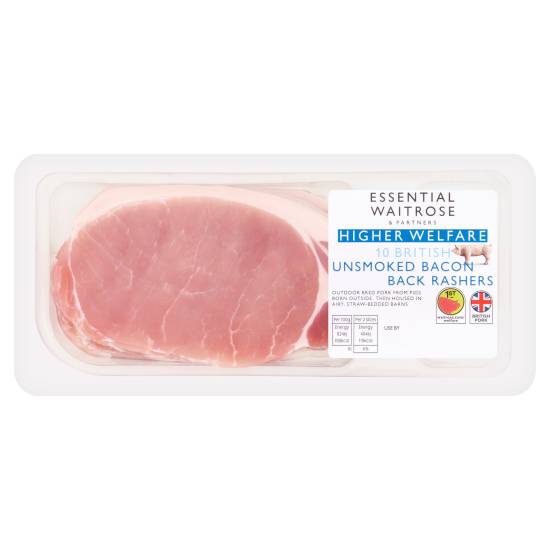Waitrose Essential British Unsmoked Bacon Back Rashers (10 ct)
