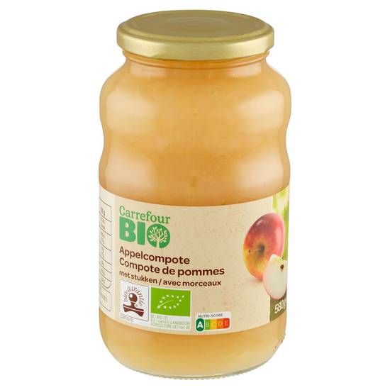 Carrefour Bio Compote de Pommes avec Morceaux 580 g