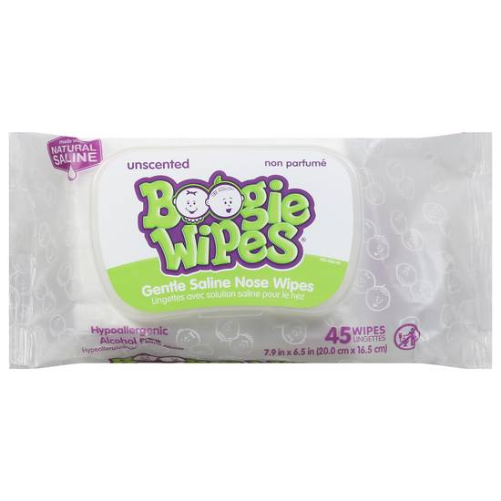 Boogie Wipes Gentle Saline Unscented Nose Wipes (45 units)