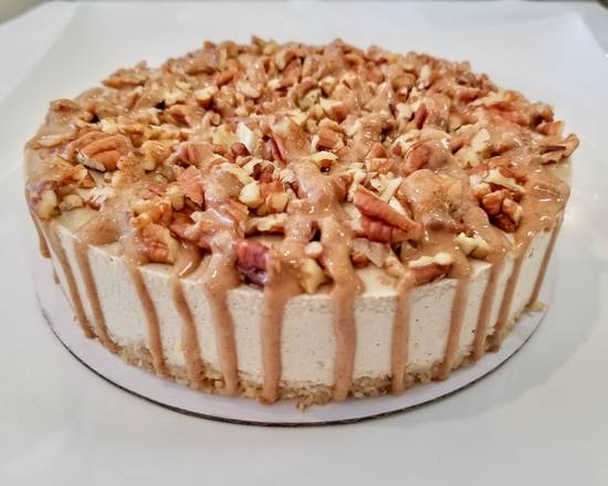 Salted Caramel Pecan Cheesecake (Raw, Vegan, GF, KETO, Sugar-Free, Grain/Gluten-free, Non-GMO)