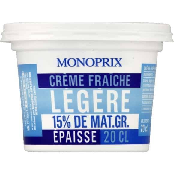 Monoprix Crème Fraîche Légère Épaisse 15% Mg Le Pot De 20Cl