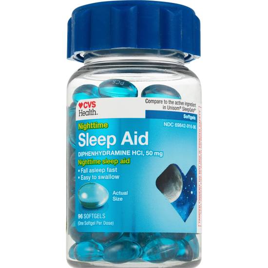 CVS Health Nighttime Sleep Aid Diphenhydramine HCI 50 MG Softgels, 96 CT