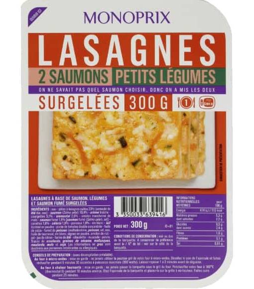 Monoprix - Lasagnes 2 saumons petits légumes (300g)