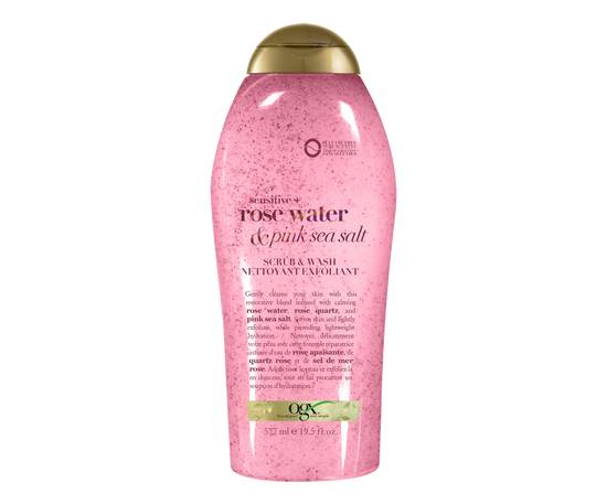 Ogx Sensitive + Rose Water & Pink Sea Salt Scrub & Wash (577 ml)