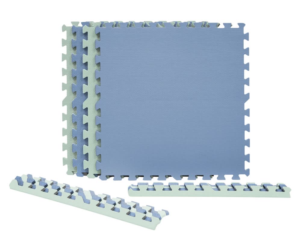 Crane Interlocking Floor Mats - Green/Blue Checkerboard