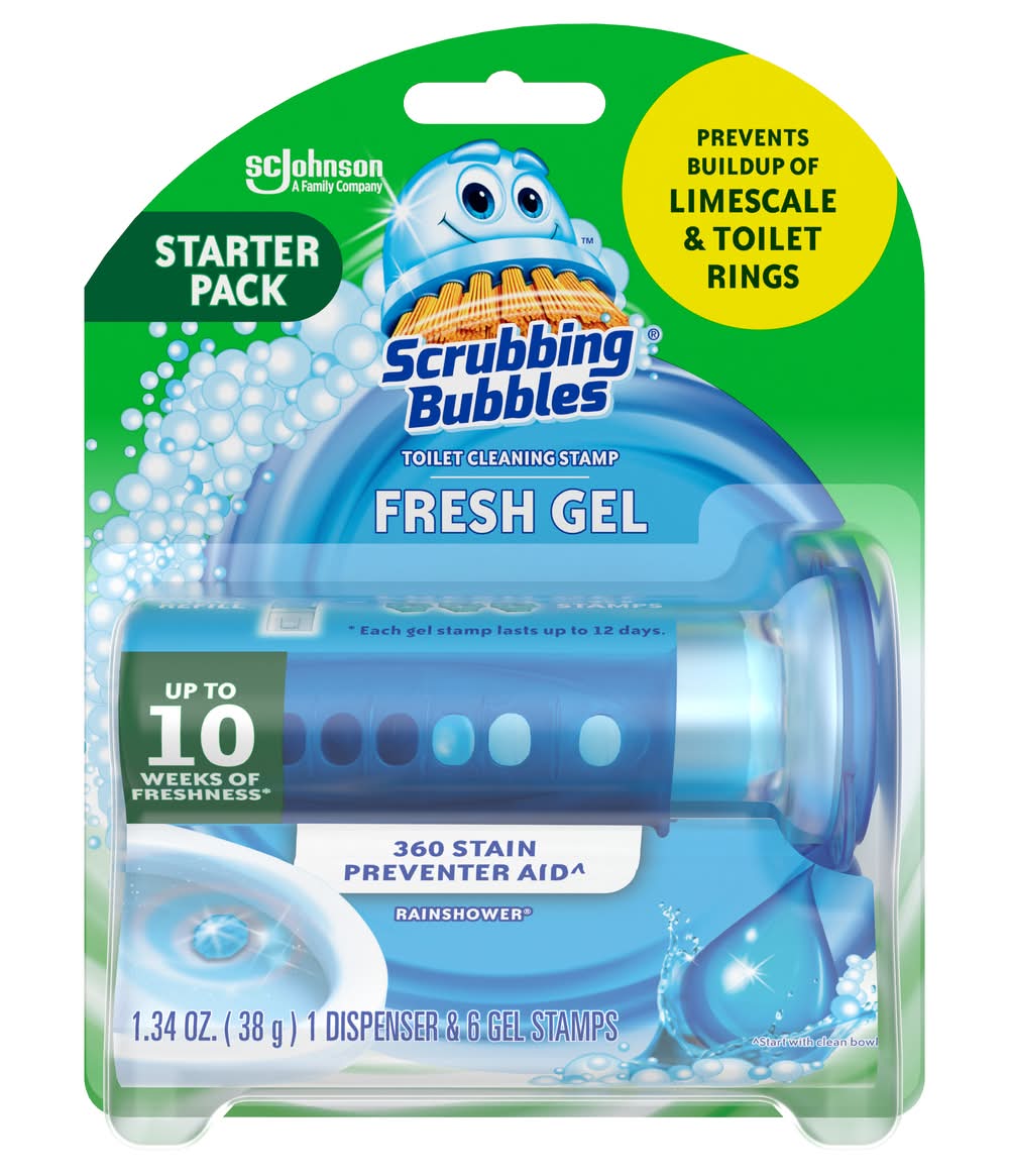 Scrubbing Bubbles Toilet Cleaning Stamp Fresh Gel, Rainshower (1.34 oz)