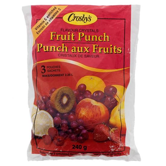 CROSBY Crystals Fruit Prunch Drink Mix, 3Pc (240 g/ 3 pk)