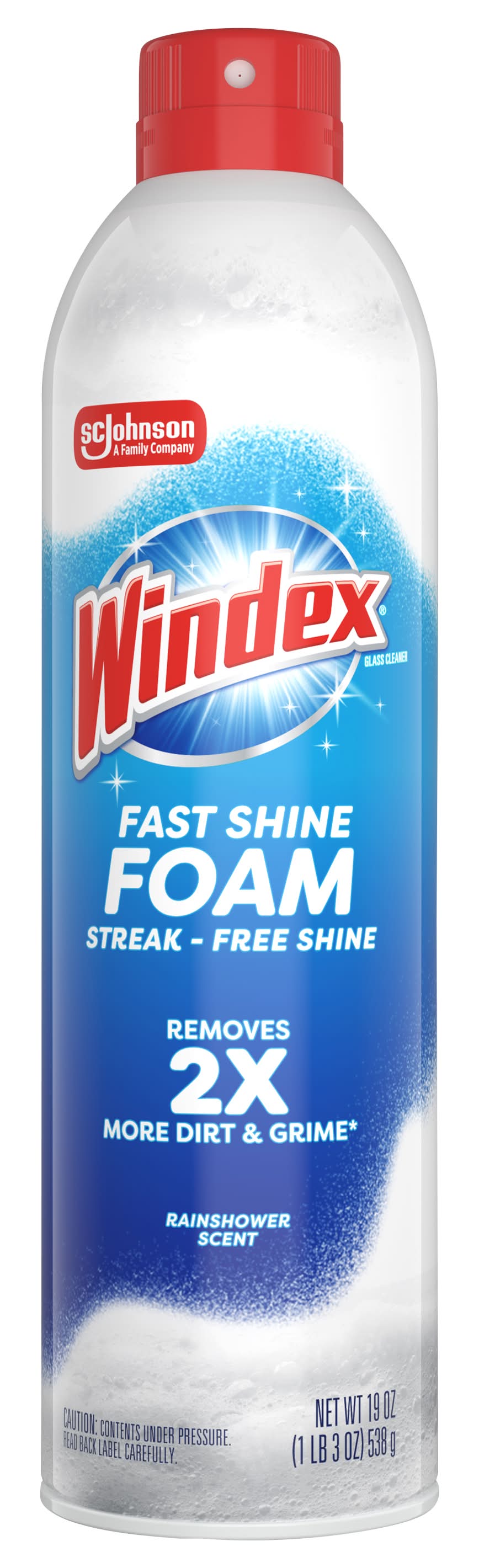 Windex Fast Shine Foam, Rainshower (19 oz)