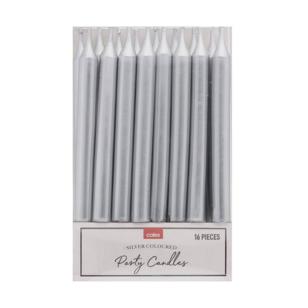 Coles Party Candles Silver 16 pack