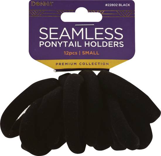 Donna Premium Collection Seamless Black Small Ponytail Holders (12 ct)