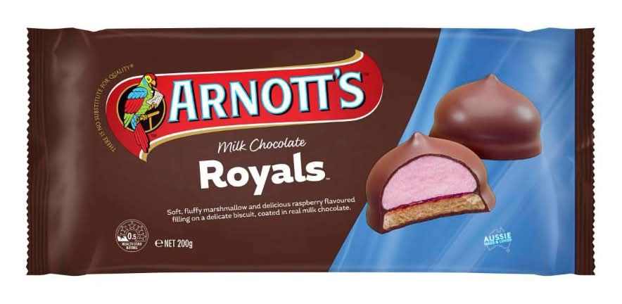 Arnott's Royals Milk Chocolate Biscuits, Raspberry (200g)