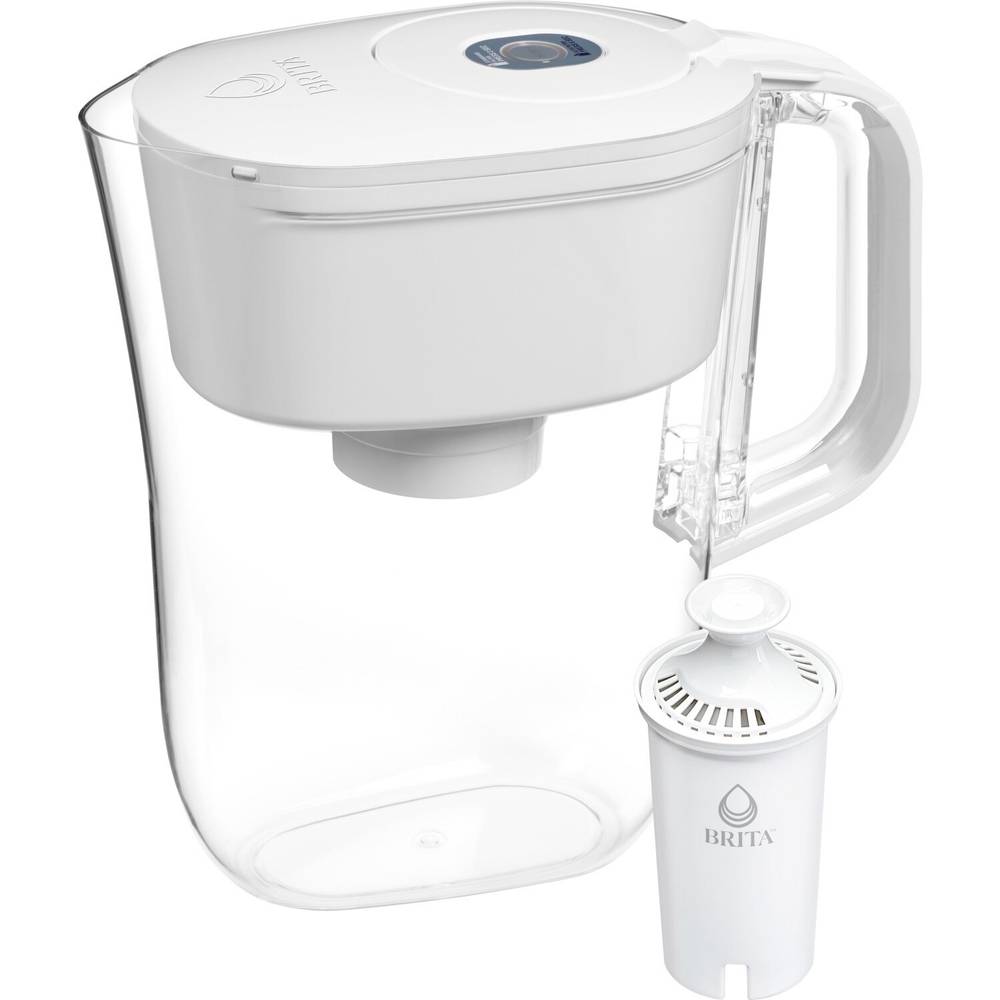 Brita Small 6 Cup Denali Water Filter Pitcher With 1 Brita Standard Filter, White