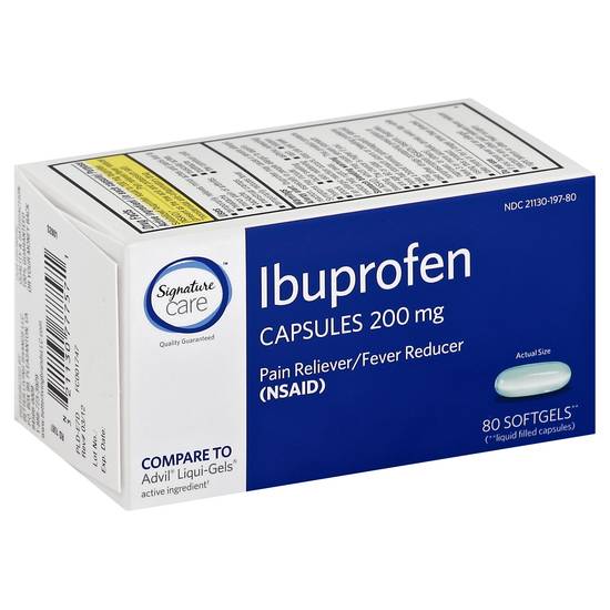 Signature Care Ibuprofen Pain & Fever Reducer 200 mg Softgels (80 ct)