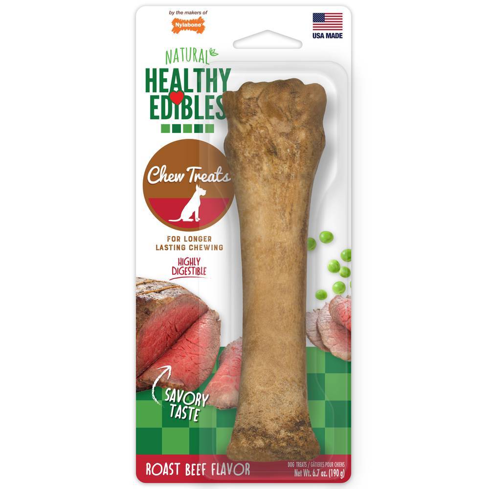 Nylabone Healthy Edibles Long Lasting Dog Bone Chews, Roast Beef, XL (6.7 oz)