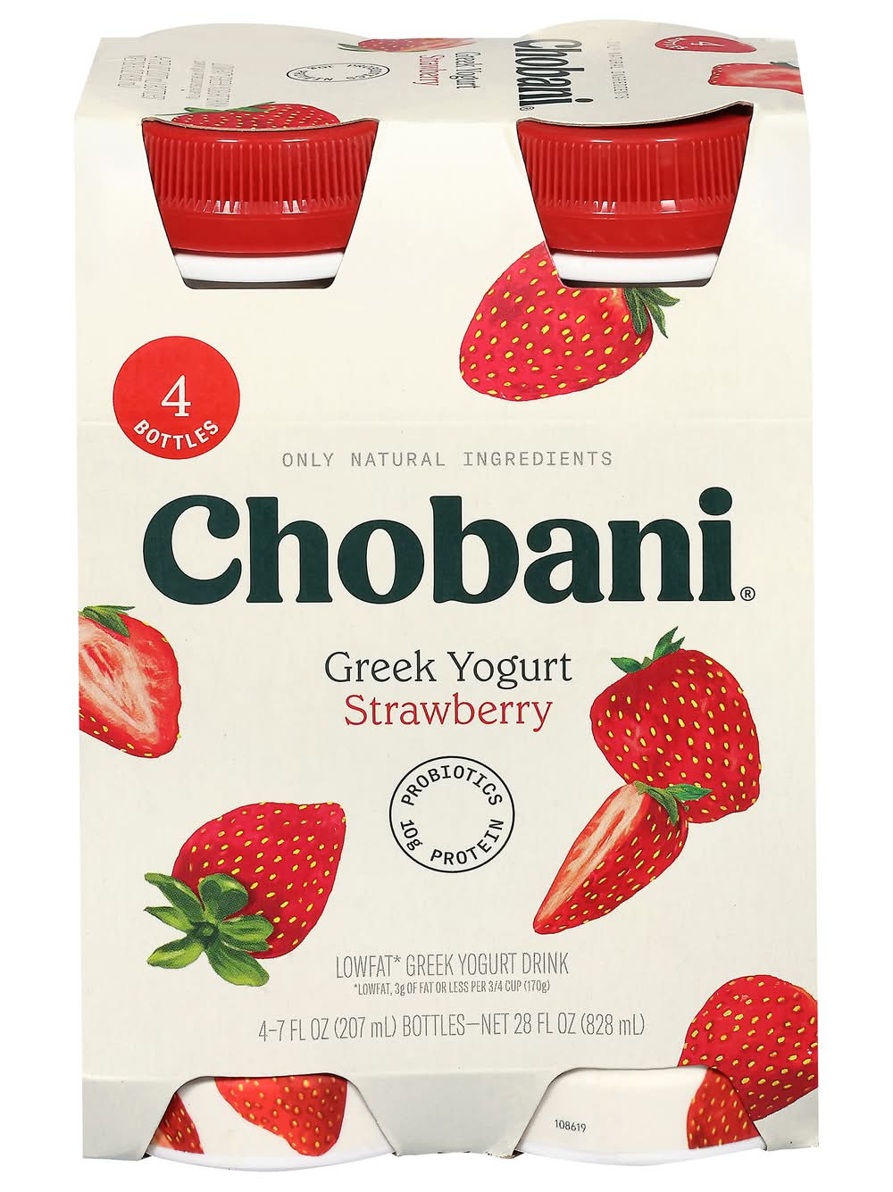 Chobani Lowfat Greek Yogurt Drink, Strawberry (7 fl oz, 4 ct)