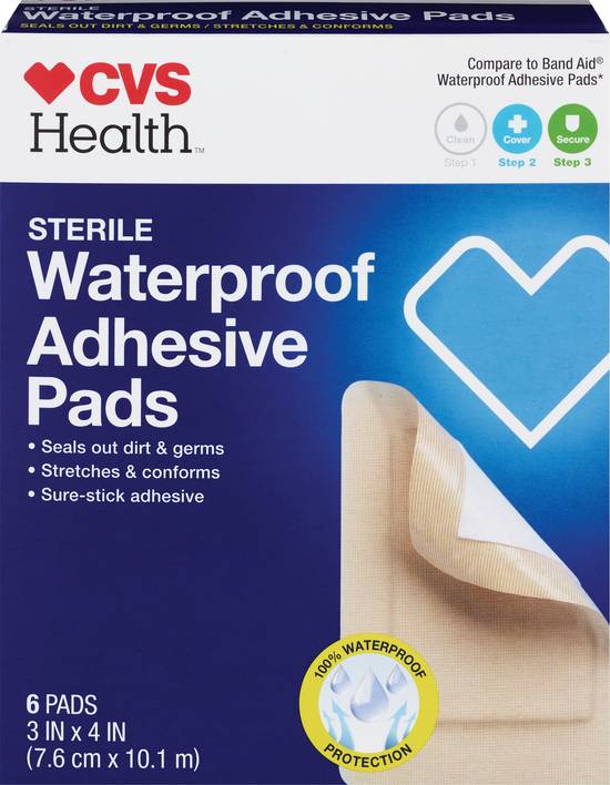 CVS Health Sterile Waterproof Adhesive Pads, 6 CT