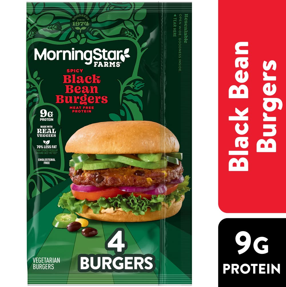 MorningStar Farms Spicy Black Bean Veggie Burgers (9.5 oz, 4 ct)