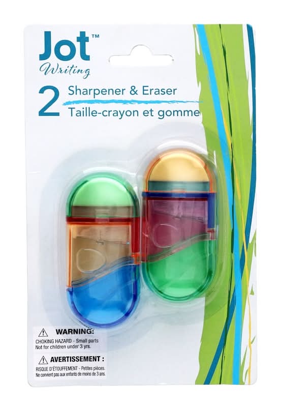 Jot 2-In-1 Pencil Sharpeners & Erasers (2 ct)