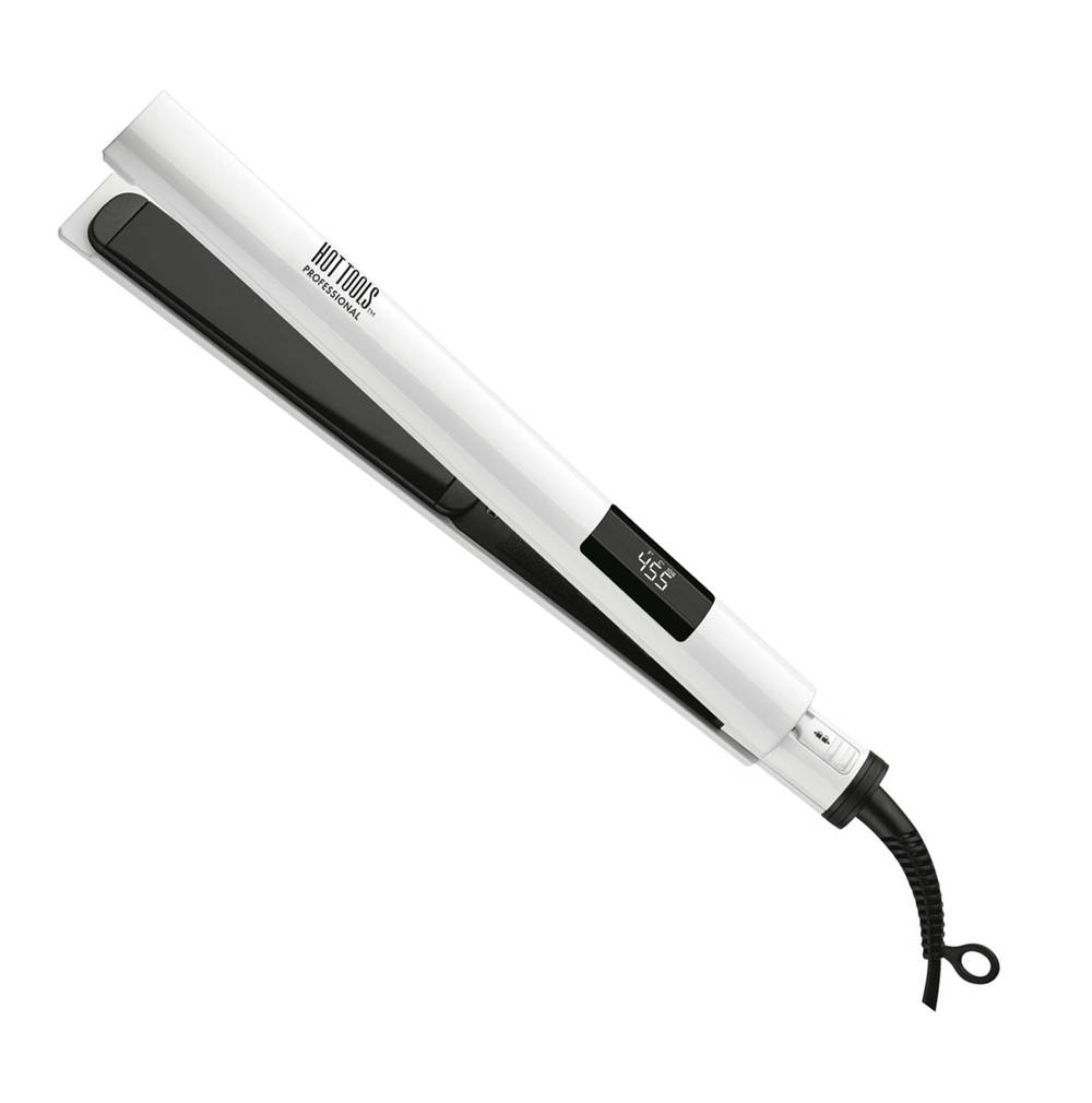 Hot Tools Nano Ceramic Salon Flat Iron, 1 in, White
