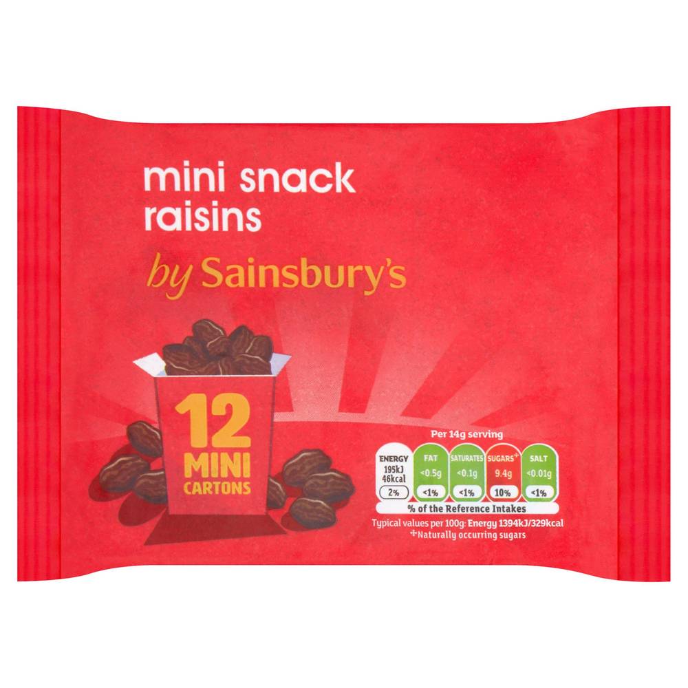 Sainsbury's Mini Snack Raisins 12x14g