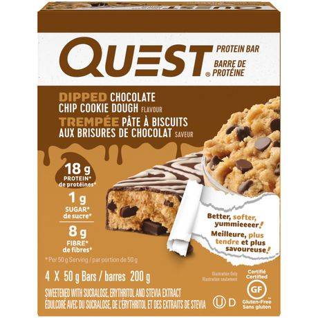 Quest Dipped Chip Cookie Dough Protein Bars, Chocolate (50 g, 4 ct)