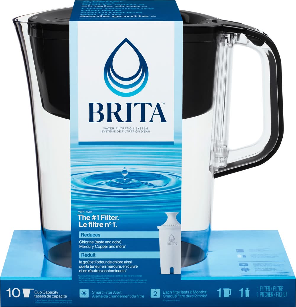 Brita Large Black Cup Water Filter Pitcher With Standard Filter