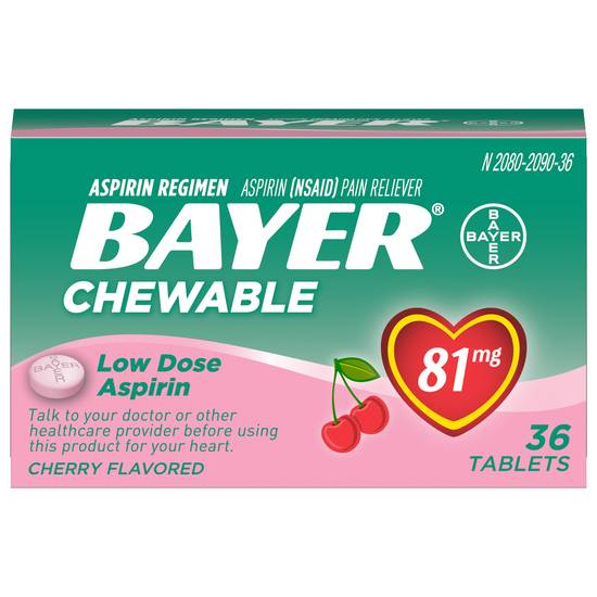 Bayer Chewable Cherry Low Dose Aspirin Tablets 81 mg