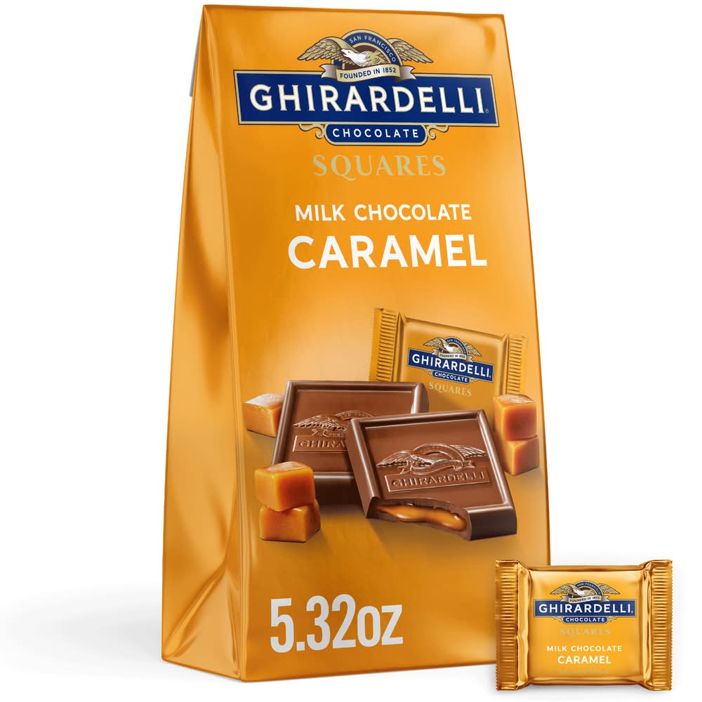Ghirardelli Milk Chocolate Squares Bar Bag, Caramel (5.32 oz)