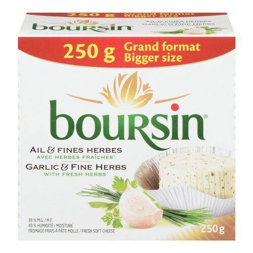 Boursin fromage à l'ail et aux fines herbes (250 g) - garlic & fine herbs soft cheese (250 g)