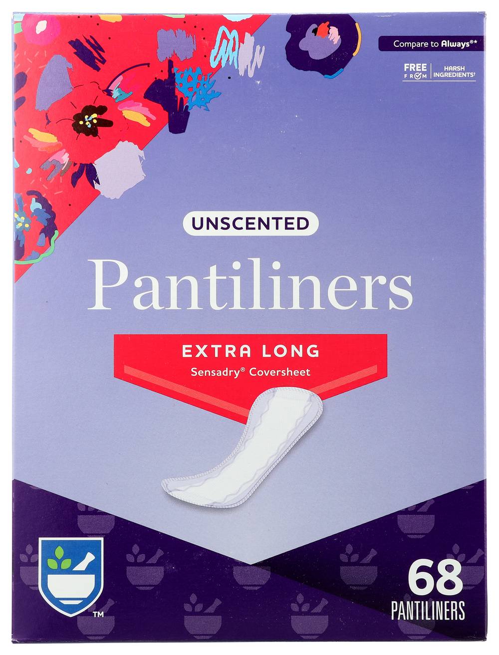 Rite Aid Pantiliners Extra Long Unscented (68 Ct)