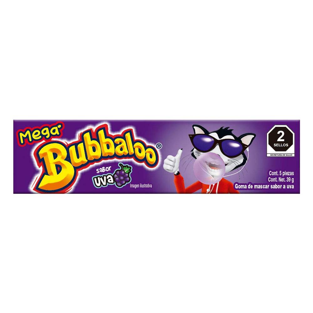 Bubbaloo · Goma de mascar mega sabor uva (39 g)