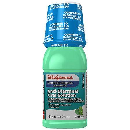 Walgreens Loperamide Hydrochloride Oral Solution, Anti-Diarrheal Medicine Mint - 4.0 fl oz