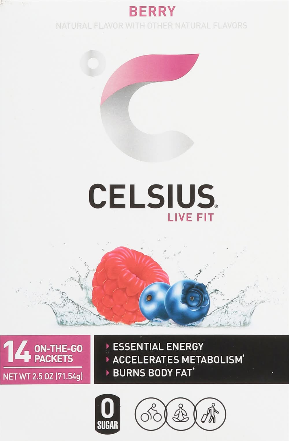 Celsius Live Fit On-The-Go Energy Drink Powder Sticks, Berry (2.5 oz, 14 ct)