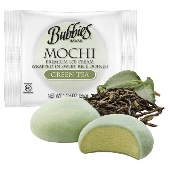 Bubbies Hawaii Green Tea Mochi Ice Cream Individually Wrapped 1ct