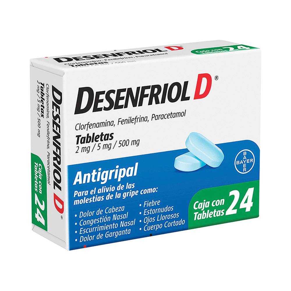 Bayer desenfriol d clorfenamina tableta 2 mg (24 piezas)