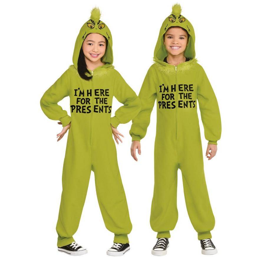 Christmas Grinch One Piece Zipster Costume for Kids - Size - L/XL