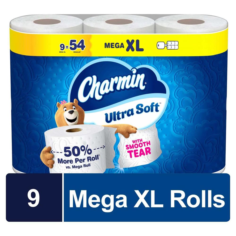 Charmin Ultra Soft with Smooth Tear Mega XL 9 -Pack 2-ply Toilet Paper