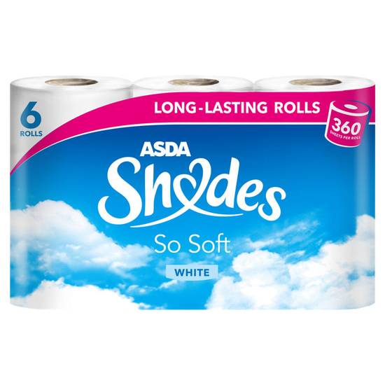 Asda Shades So Soft 6 White Double Toilet Rolls