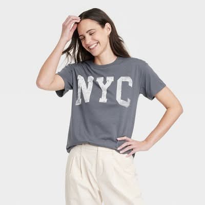 Grayson Threads Nyc Short Sleeve Graphic T-Shirt, Women, XL, Gray