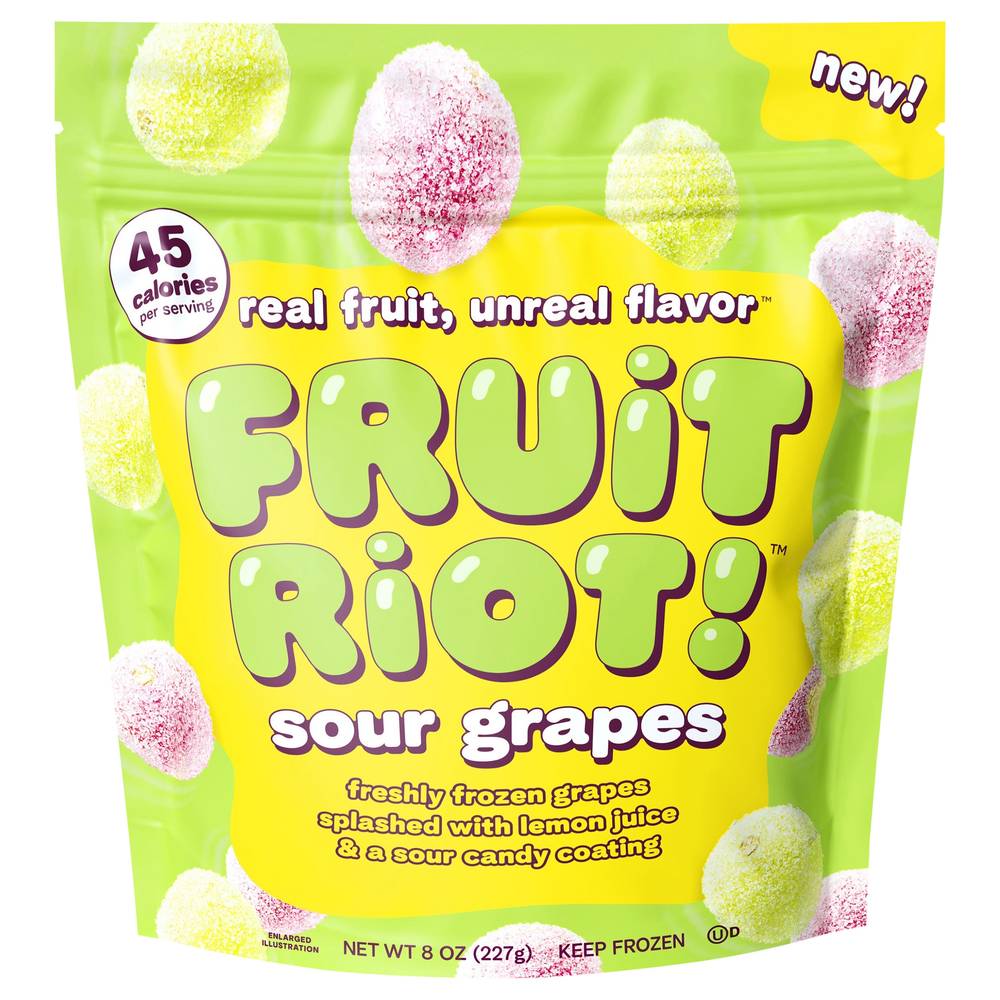 Fruit Riot! Frozen Sour Candy Grapes (8 oz)