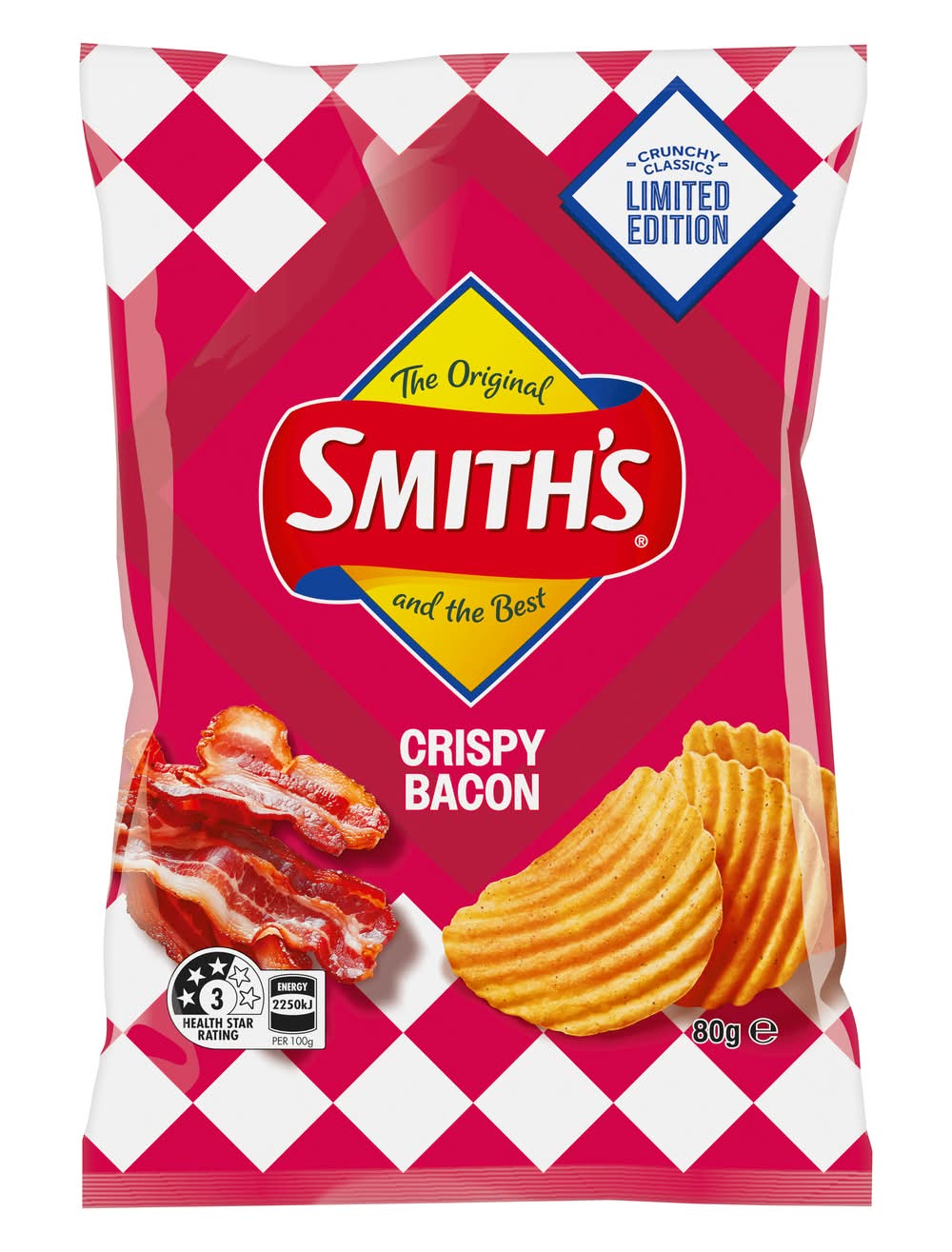 Smith's Limited Edition Crinkle Cut Potato Chips, Crispy Bacon (80g)